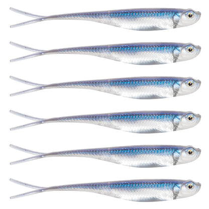 Dr.Fish 5/6pcs Soft Fishing Lures — Saltwater Silicone Fork Tail Drop Shot Baits for Bass, Trout, Pike, Walleye, Weedless