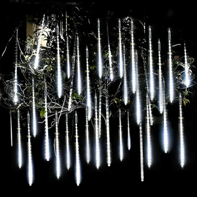Solar LED Meteor Shower Light Holiday String - Waterproof Fairy Garden Decor for Outdoor LED Street Garland and Christmas Decoration