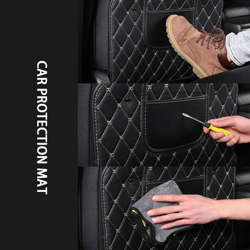 PU Leather Car Seat Back Protector – Anti-Kick Pad for Kids, Child Kick & Dirt Protection, Auto Accessories