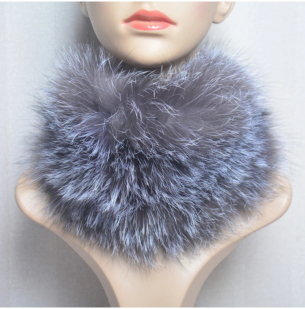 2025 Real Fox Fur Scarf and Headband – Luxury Winter Neck Warmer for Women, 100% Natural Fur, Elastic Ring Muffler