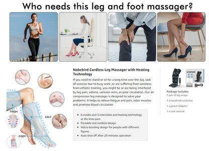 Foot Air Pressure Leg Massager — 360° Circulation & Muscle Relaxation Device for Lymphatic Drainage