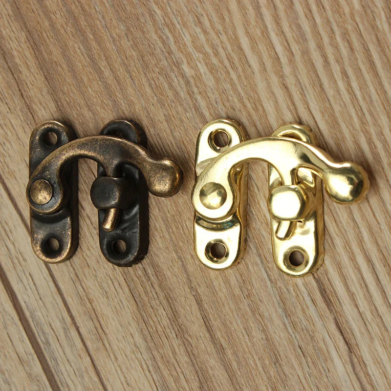 NAIERDI Small Antique Metal Lock – Decorative Hasps Hook Padlock for Wooden Jewelry Boxes, Furniture Hardware with Screws