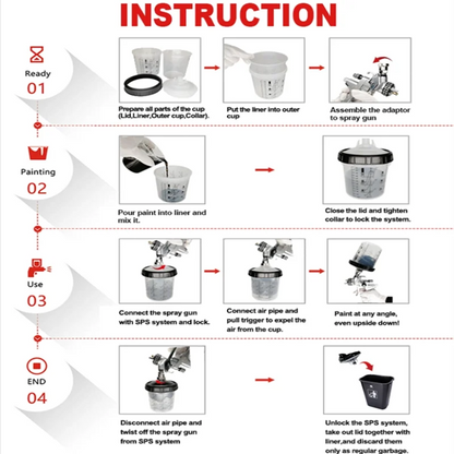 10pcs Bulk Sale Spray Gun Paint Tank Mixing Cup - Disposable Measuring Cup Type H/O Quick Cup - 165/400/600ml