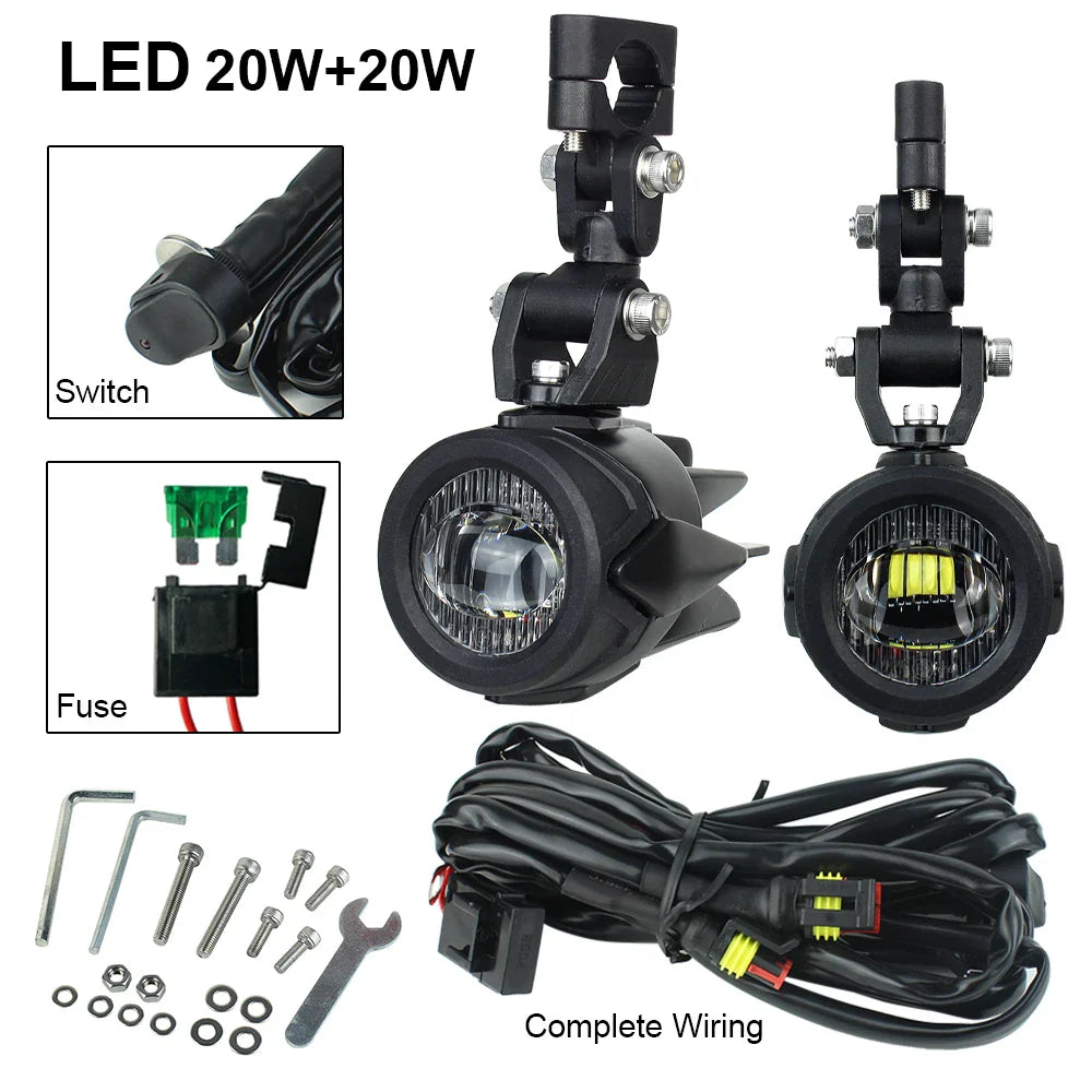40W LED Motorcycle Fog Lights for BMW R1200GS, F800GS, F700GS, F650 & K1600 – 6000K Bright Auxiliary Driving Lamps