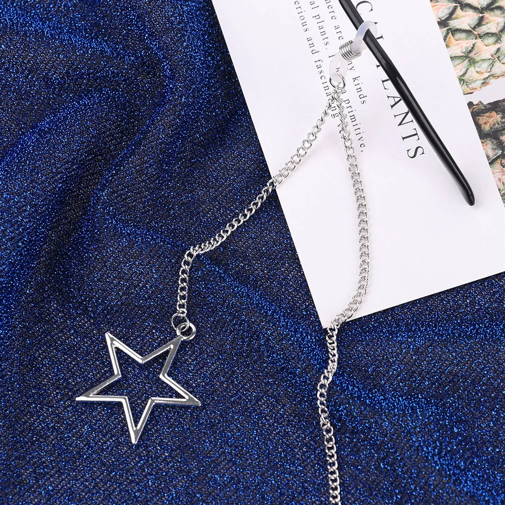 Women's Eyeglass Chain - Hollow Star & Pearl Beaded Lanyard for Sunglasses & Reading Glasses