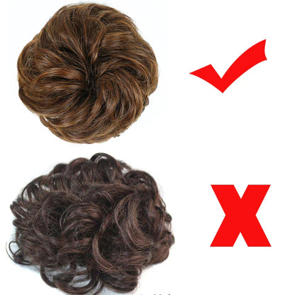 Azqueen Synthetic Messy Bun Chignon – Gray Brown Hair Bun Pad with Elastic Rope & Rubber Band Hair Extensions