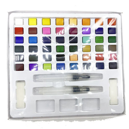 50/90 Color Solid Watercolor Paint Set – Glitter Pigments with Portable Metal Box & Squirrel Hair Brush for Nail Art