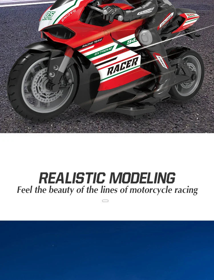 1/6 Scale RC Electric Racing Motorcycle – High-Speed 4CH Remote Control Drift Car Toy for Boys