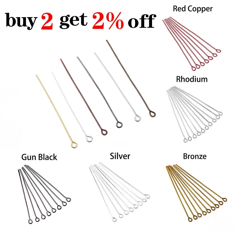 Jewelry Eye Pins & Ball Head Pins - 100/200pcs DIY Findings for Earrings Bracelets Pendants 16-60mm Craft Making Supplies