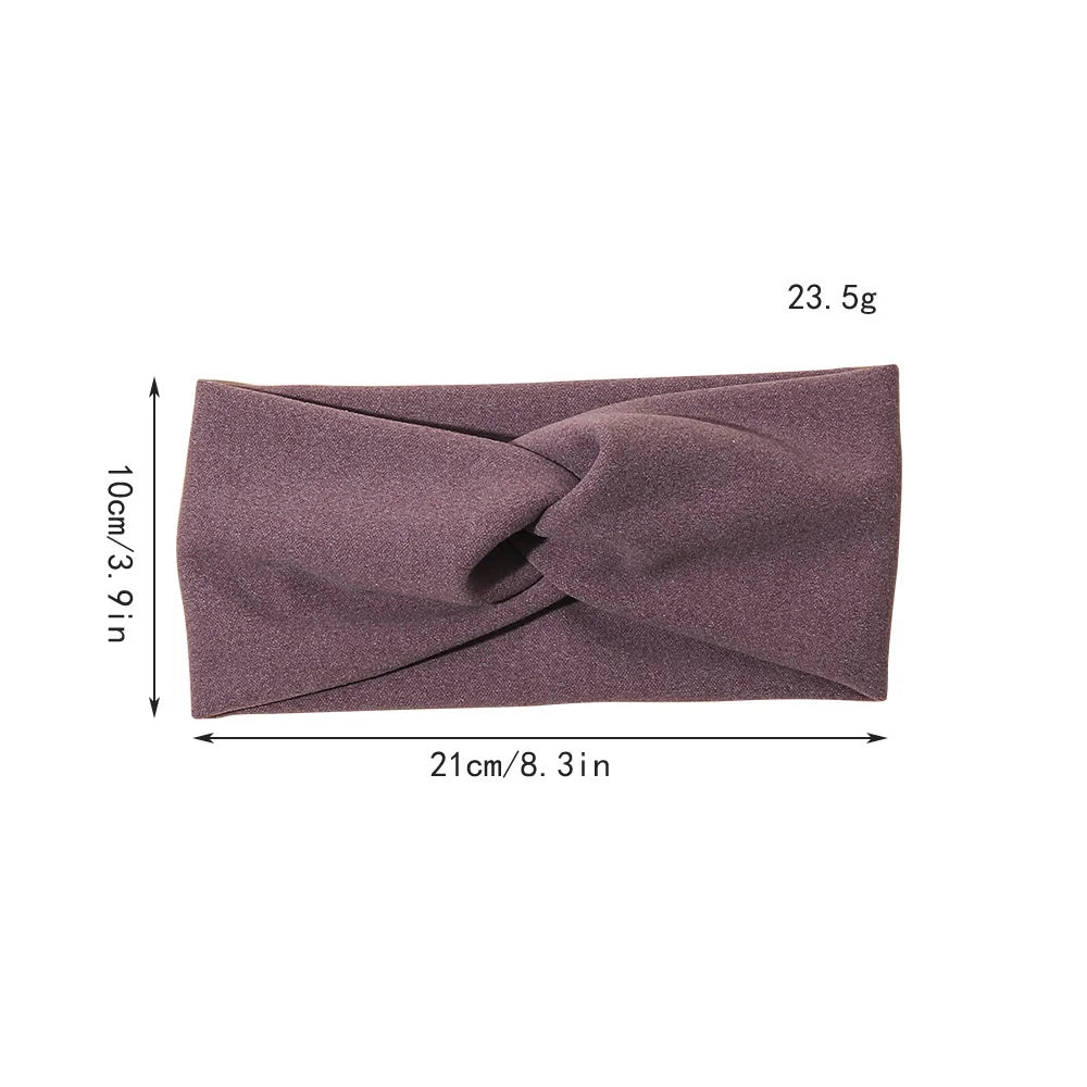 Women’s Elegant Solid Cross Woolen Elastic Headband – Thickened Warm Fashion Hairband Turban Bandana for Outdoor Casual Wear