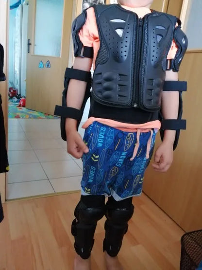Kids Motocross Body Armor Vest – Chest, Spine & Knee Protection Gear for Boys & Girls (Height 0.85–1.7m)