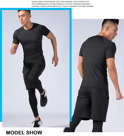 2-Piece Men’s Compression Sportswear Set — Gym, Yoga, Workout & Jogging Tracksuit