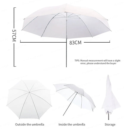 4-Pack 33"/83cm Soft White Translucent Umbrellas — Photo & Video Studio Lighting Diffusers for Photography Flash
