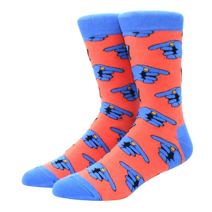 Men's Colorful Combed Cotton Jacquard Crew Socks - Striped Business Casual Dress Socks