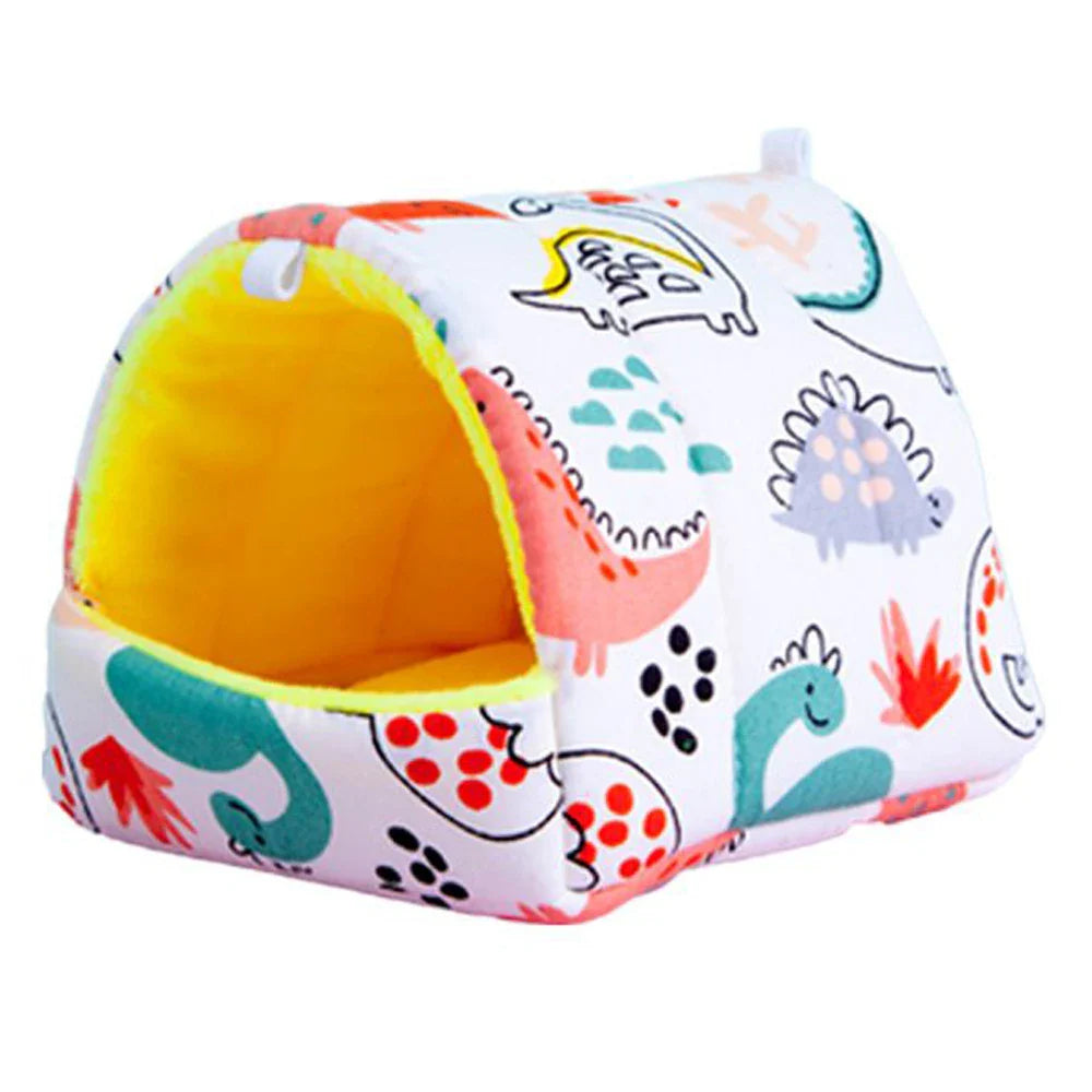 Cute Cartoon Rabbit & Squirrel Mini Pet Cage — Warm Winter Bed House for Hamsters, Mice, Rats & Guinea Pigs