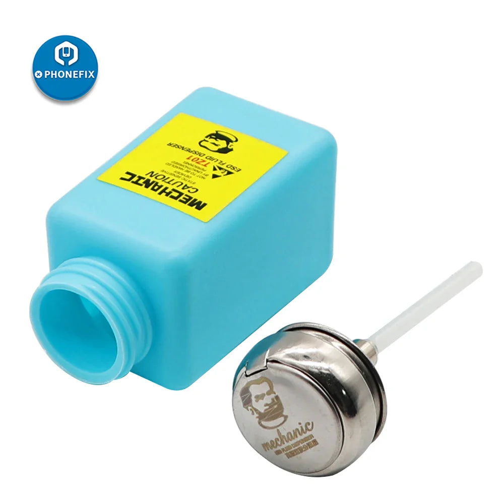 MECHANIC 180ML Alcohol Bottle – Plastic ESD Liquid Dispenser for iPhone Repair & Motherboard Cleaning
