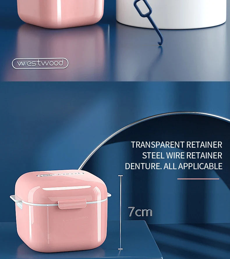 Orthodontic Retainer Storage Box – Portable Teeth Denture Cleaner & Soaking Case for Braces