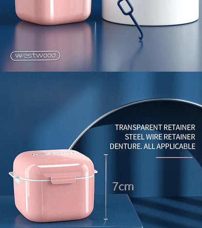 Orthodontic Retainer Storage Box – Portable Teeth Denture Cleaner & Soaking Case for Braces