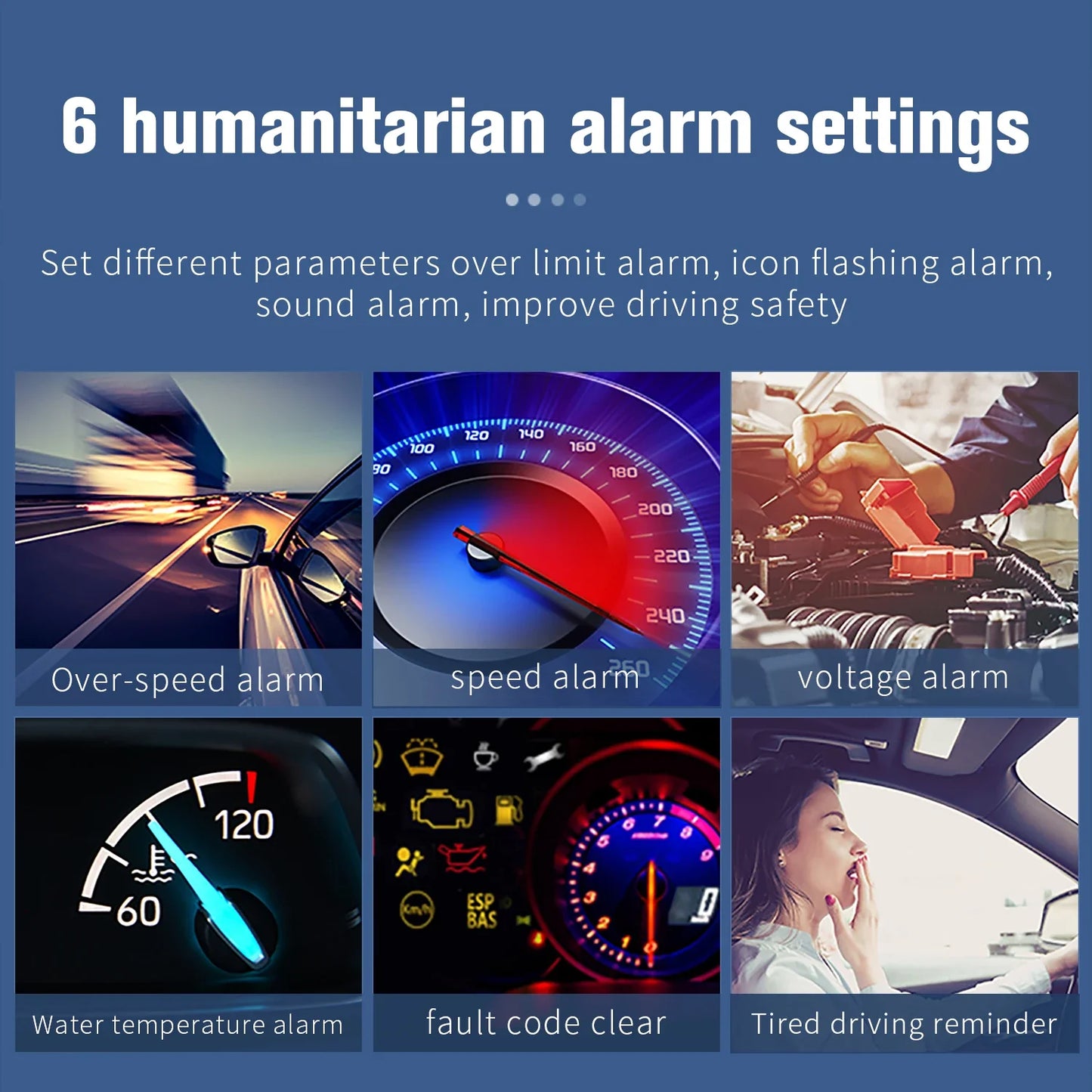 GEYIREN HUD Head-Up Display - OBD2 GPS Dual System Projector for Car Glass with Water Temp Alarm - Electronic Accessories