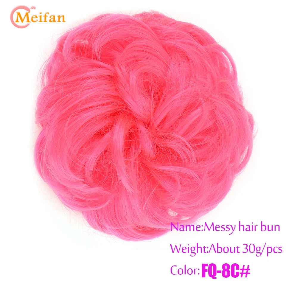 MEIFAN Synthetic Chignon Hair Bun – Elastic Rubber Band Clip-In Updo Ponytail Hair Extension for Women