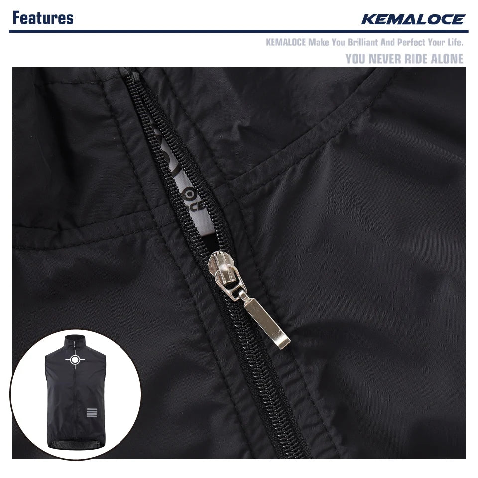 KEMALOCE 2023 Cycling Vest - Navy Blue Windproof Sleeveless Bicycle Gilet, Lightweight MTB Sports Wind Vest for Men