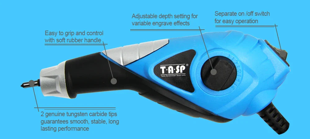 13W Electric Engraving Pen Tool – Etcher with Carbide Tips & Stencils for Wood, Metal, Glass, Plastic & Craft Work