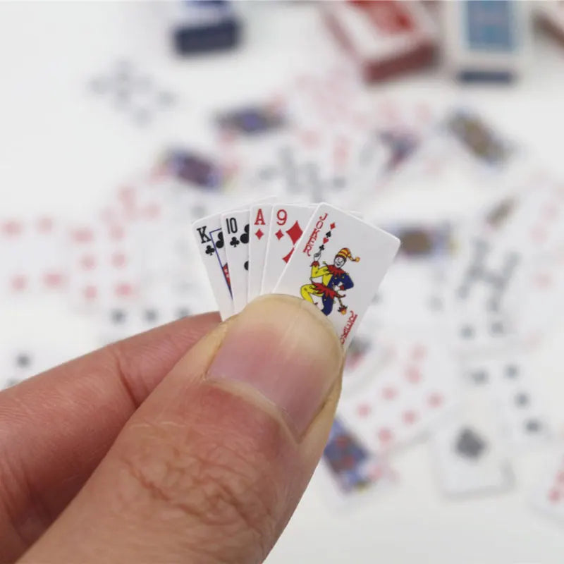 Mini Funny Cute Playing Cards – Super Small Poker Deck for Travel Games, Prank Props & Dollhouse Miniature Accessories