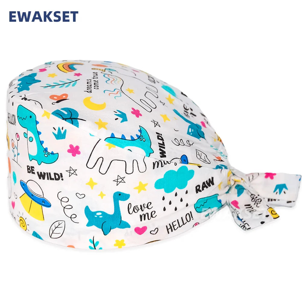 Unisex Soft Scrub Cap – Cartoon Print Surgical Hat for Men and Women, Operating Room Nursing Accessories