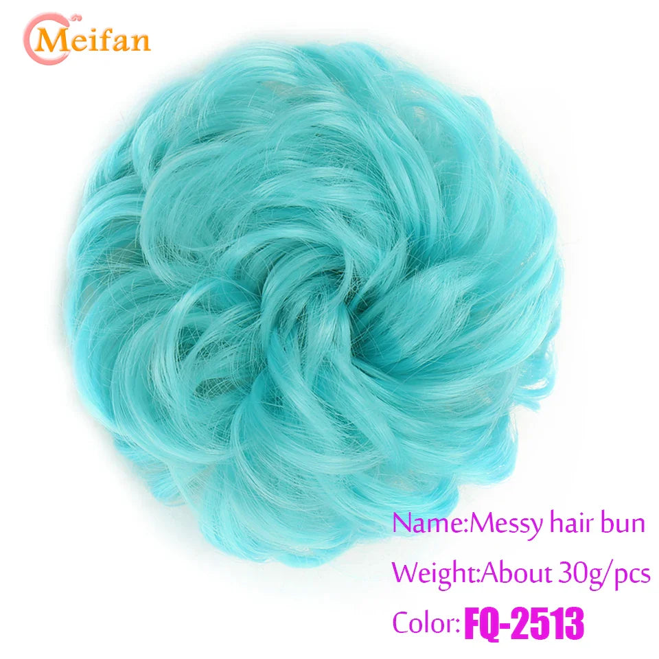 MEIFAN Synthetic Chignon Hair Bun – Elastic Rubber Band Clip-In Updo Ponytail Hair Extension for Women