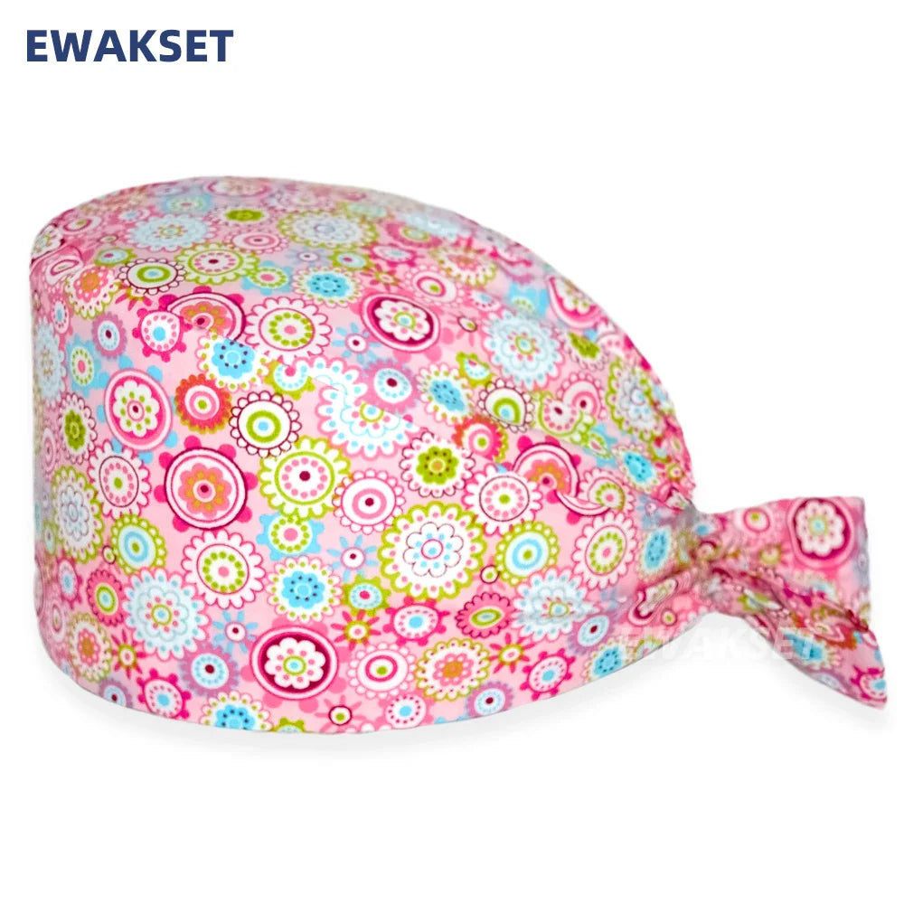 Unisex Soft Scrub Cap – Cartoon Print Surgical Hat for Men and Women, Operating Room Nursing Accessories