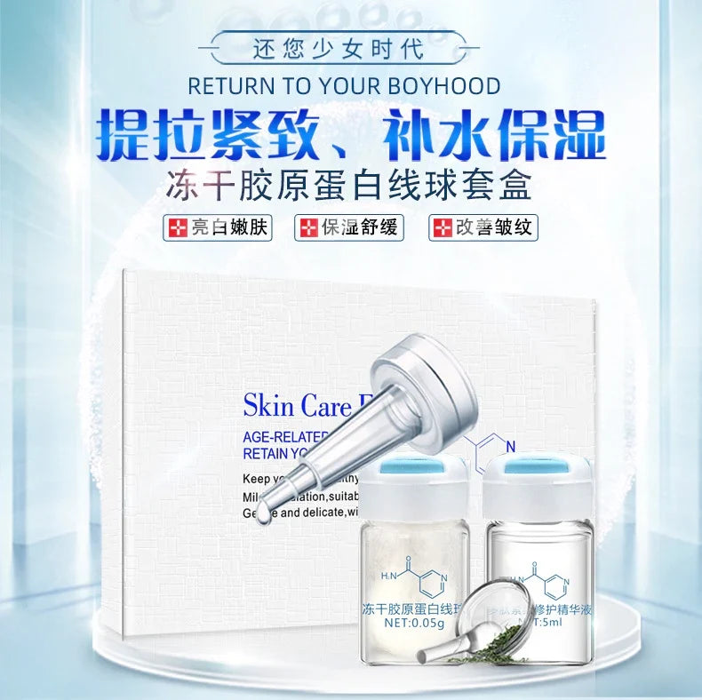 Korea Facial Hydrolyzed Silk Protein Collagen Serum – Moisturizing, Hydrating, Lifting, and Firming Essence for Fine Lines & Skincare