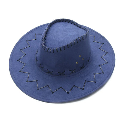 Western Cowboy Hat – Faux Leather Fedora for Men, Women & Kids, Wide Brim Beach & Travel Cap in Black, White & Pink