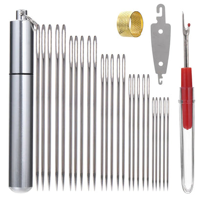 29PCS Large Eye Sewing Needle Set – Stainless Steel Hand Needles Kit for Cross Stitch, Embroidery & DIY Craft Sewing Tools
