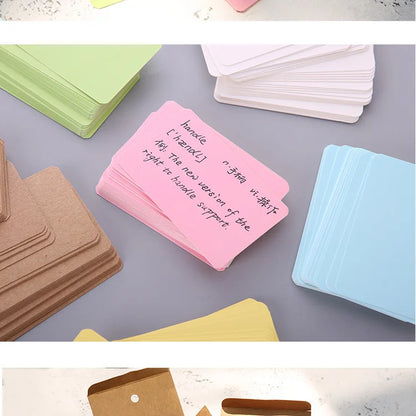 100pcs Kraft Paper Cards – Blank Color Business Cards, Message & Thank You Cards, Writing Labels, Bookmarks & Learning Cards