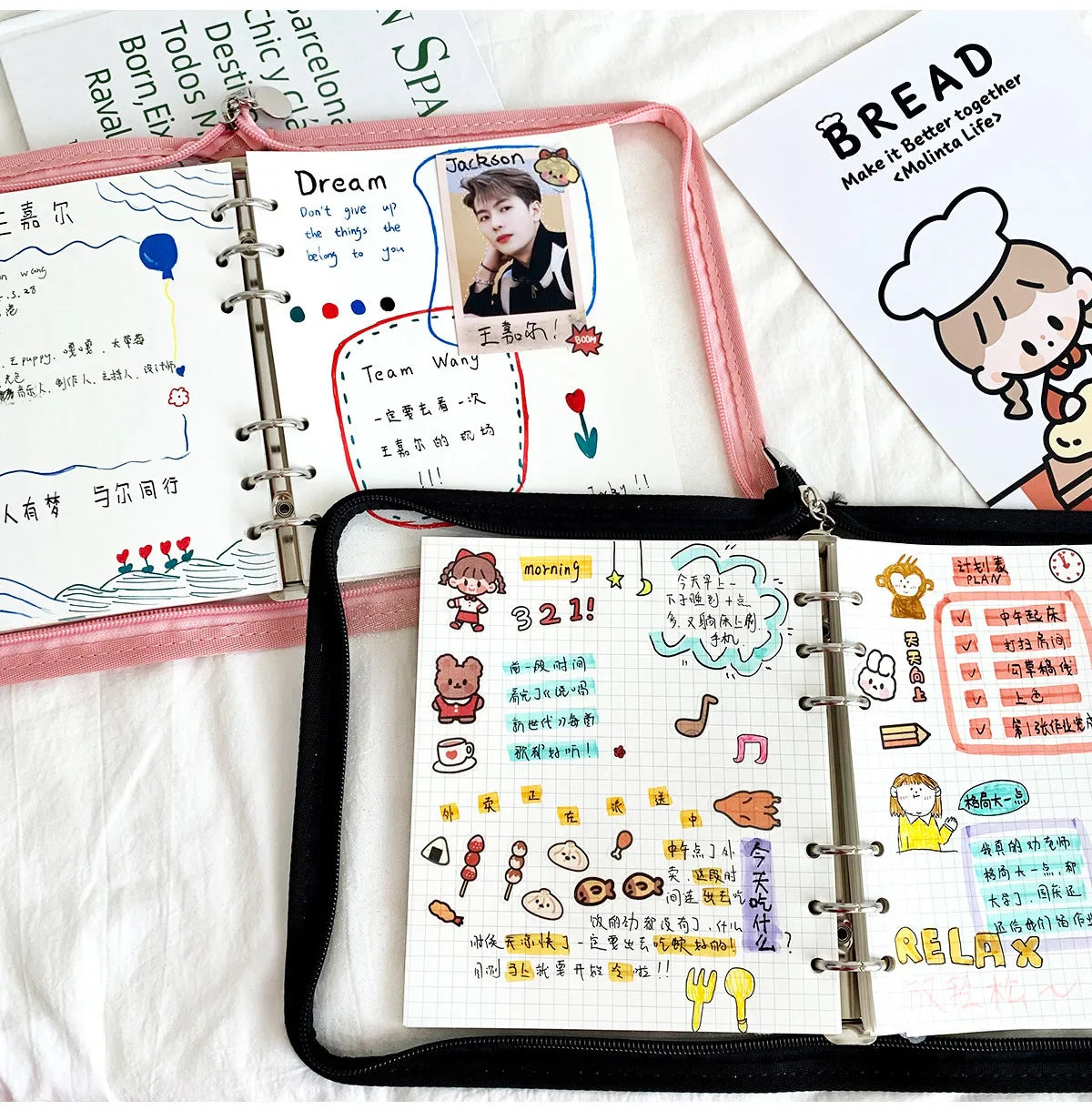 2024 Cute A5/A6 Zip Bag Journal & Agenda Notebook – DIY Photocard Binder Organizer for School Stationery Gift