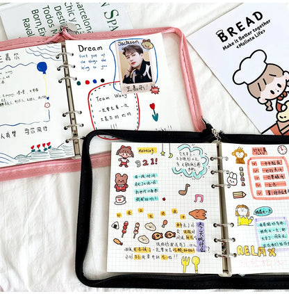 2024 Cute A5/A6 Zip Bag Journal & Agenda Notebook – DIY Photocard Binder Organizer for School Stationery Gift