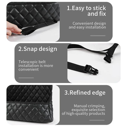 SEAMETAL PU Leather Car Handbag Holder - Seat Back Hanging Storage Organizer for Auto Interior