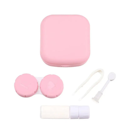 Square Contact Lens Case – Portable Travel Lens Storage & Soaking Box Holder, Solid Color Fashion Eyewear Accessory Container