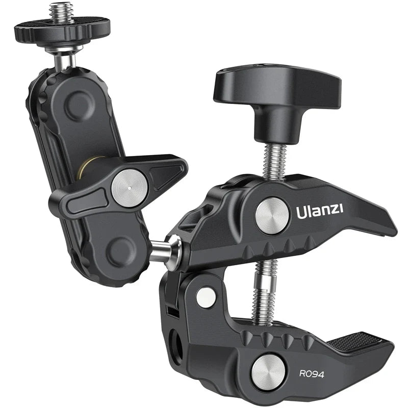 Ulanzi R094 Metal Super Clamp with 360° Ball Head Magic Arm, 1/4" & 3/8" Holes for DSLR Camera, Monitor, Light, Mic, and Rod Mount