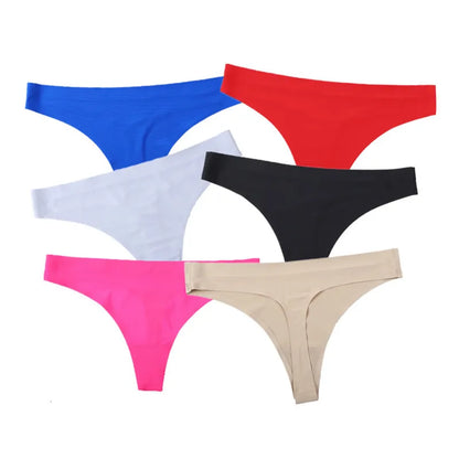 3PCS Ice Silk Seamless Thong Set for Women – Solid Low Rise Sexy G-String Sports Underwear, S-XL Sizes
