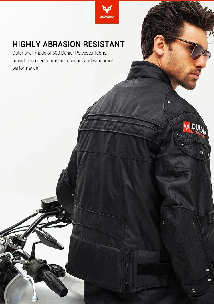 DUHAN Windproof Motocross Jacket & Pants for Men – Wear-Resistant Motorcycle Gear with Body Armor, Winter Moto Clothing