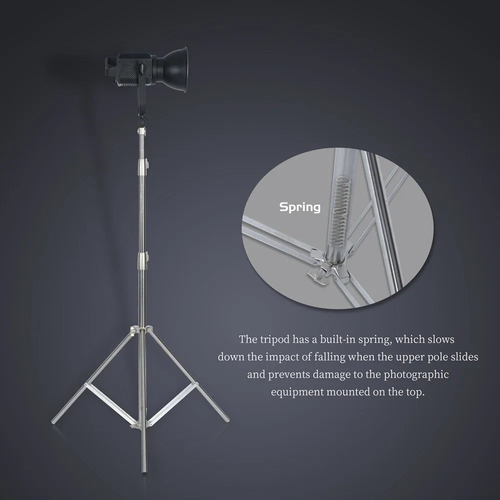 2.8M Stainless Steel Tripod Light Stand – Foldable Magic Leg C-Stand for Spot Light, Softbox, Photography Studio