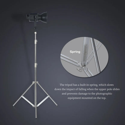 2.8M Stainless Steel Tripod Light Stand – Foldable Magic Leg C-Stand for Spot Light, Softbox, Photography Studio