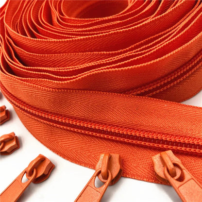 5 Meters (5.4 Yards) #5 Nylon Coil Zipper - 20 Colors, Includes 10 Zipper Sliders for DIY Sewing and Clothing Accessories