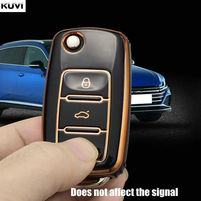 TPU Flip Key Case Cover for Volkswagen VW & Skoda/Seat Models – Protective Car Key Shell