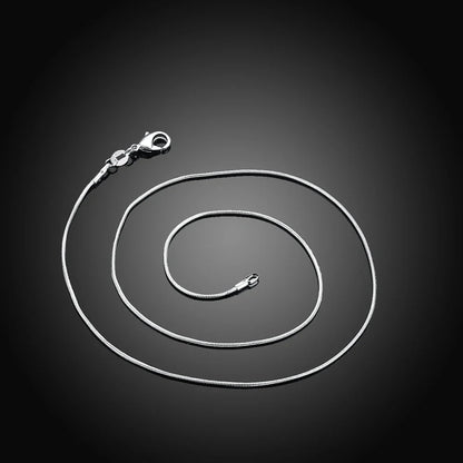 10PCS 925 Sterling Silver Snake Chain Necklaces — 1mm, 16–30 Inch for Women & Men, Fashion Jewelry
