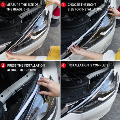 2pcs LED DRL Car Daytime Running Light - Flexible Waterproof Strip with White Daytime Running and Yellow Turn Signal/Brake Flow Lights - 12V Auto Headlights
