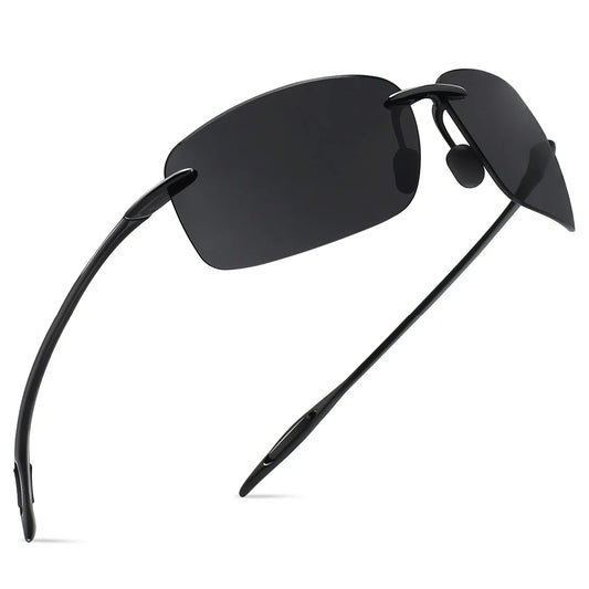 JULI The Matrix Classic Sports Rimless Sunglasses for Men - Orange Rectangle Ultralight Frame, UV400 Protection Driving Eyewear (MJ8009)