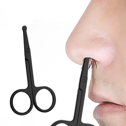 Mini Stainless Steel Round-Head Nose Hair Scissors — Portable Ergonomic Nose Trimmer & Cutter