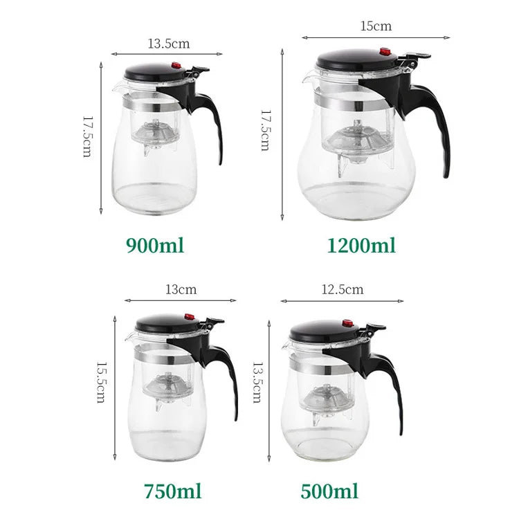 HMLOVE Heat-Resistant Glass Teapot – Puer Kettle Tea Infuser, Kung Fu Teaware Set, High Borosilicate Heatable Pot